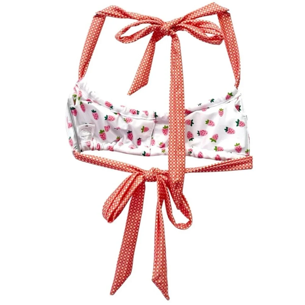 Strawberry Milk Mob Bikini Set M Top Bottom Mix Match Strawberry Print Cheeky